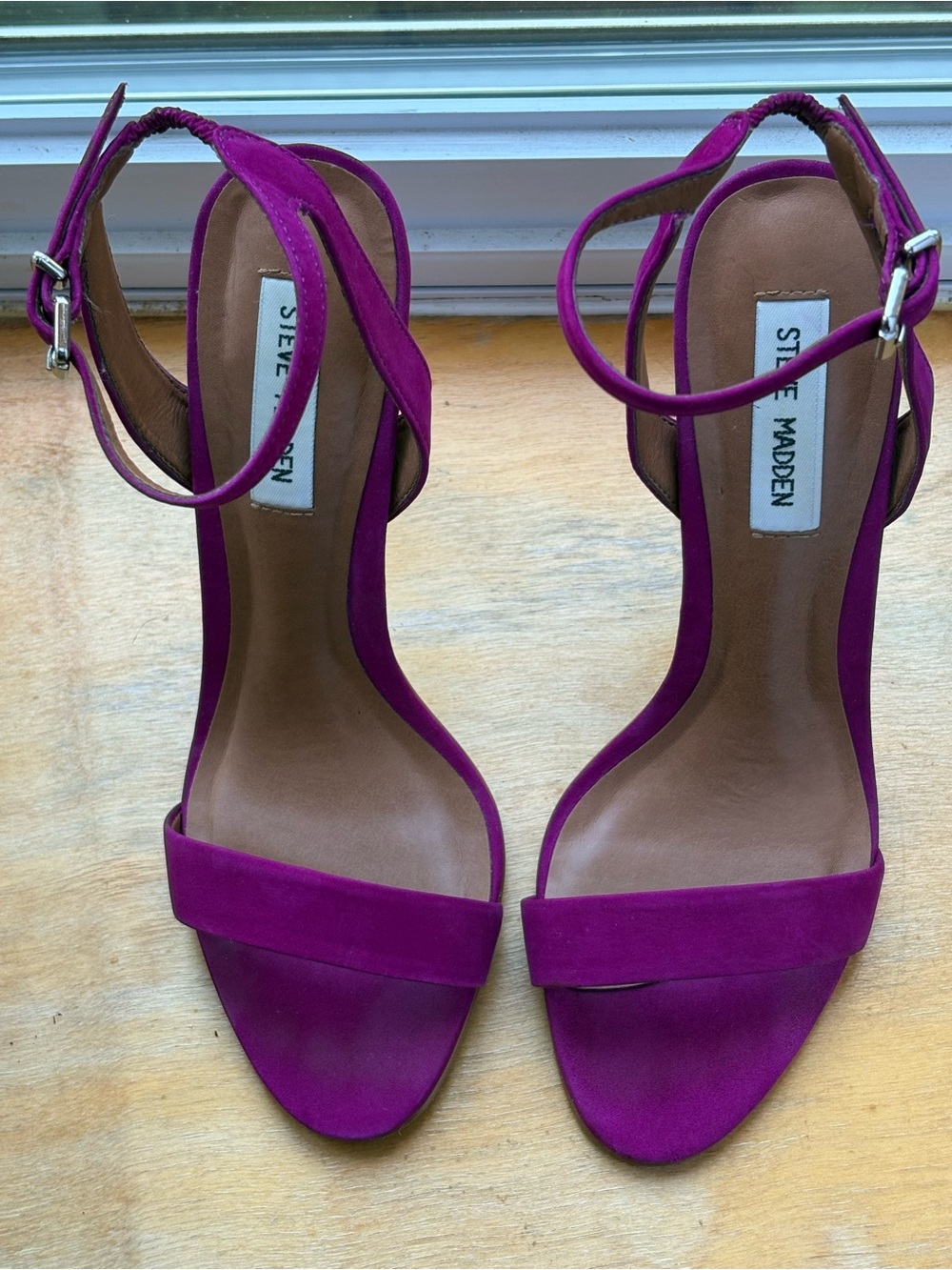 Steve Madden Fuchsia Open-Toe Ankle-Strap Heels